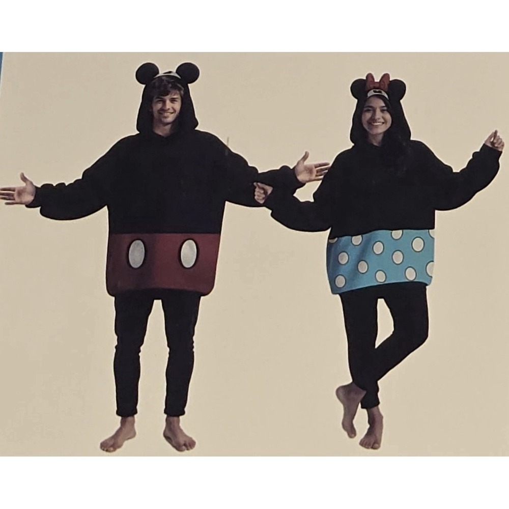 DISNEY 2 Pack Oversized Sherpa Lined Plush Hoodies w/Ears * Mickey & Minnie NIB